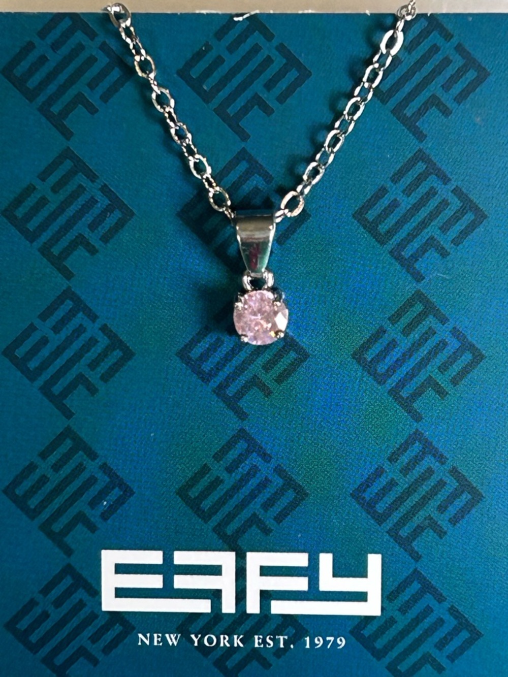 Effy Silver Tone Pink Sapphire Solitaire Pendant Necklace